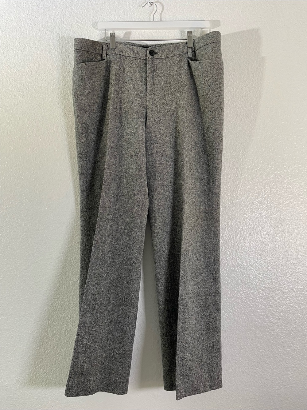 Pendleton Gray Wool Straight Leg Trousers Plus-Size Tweed Office Classic